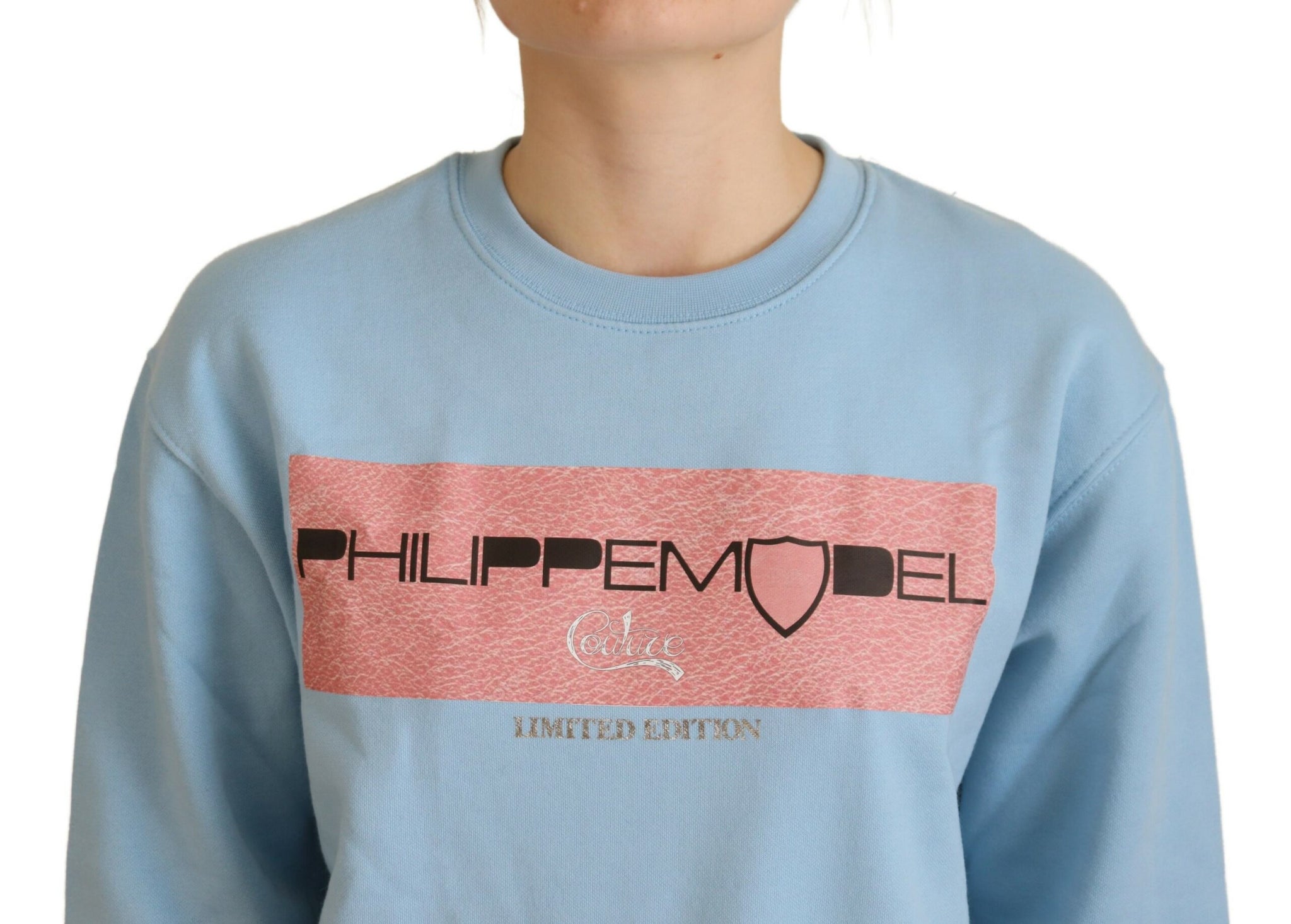 Philippe Model Light Blue Logo Printed Long Sleeves Sweater