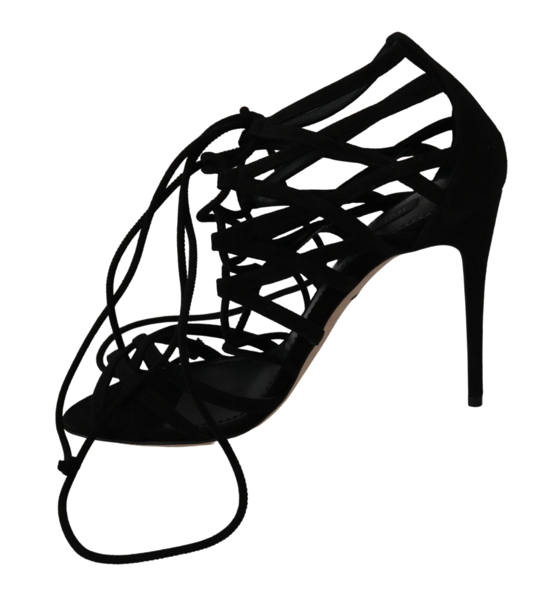 Black Suede Strap Stilettos Shoes Sandals