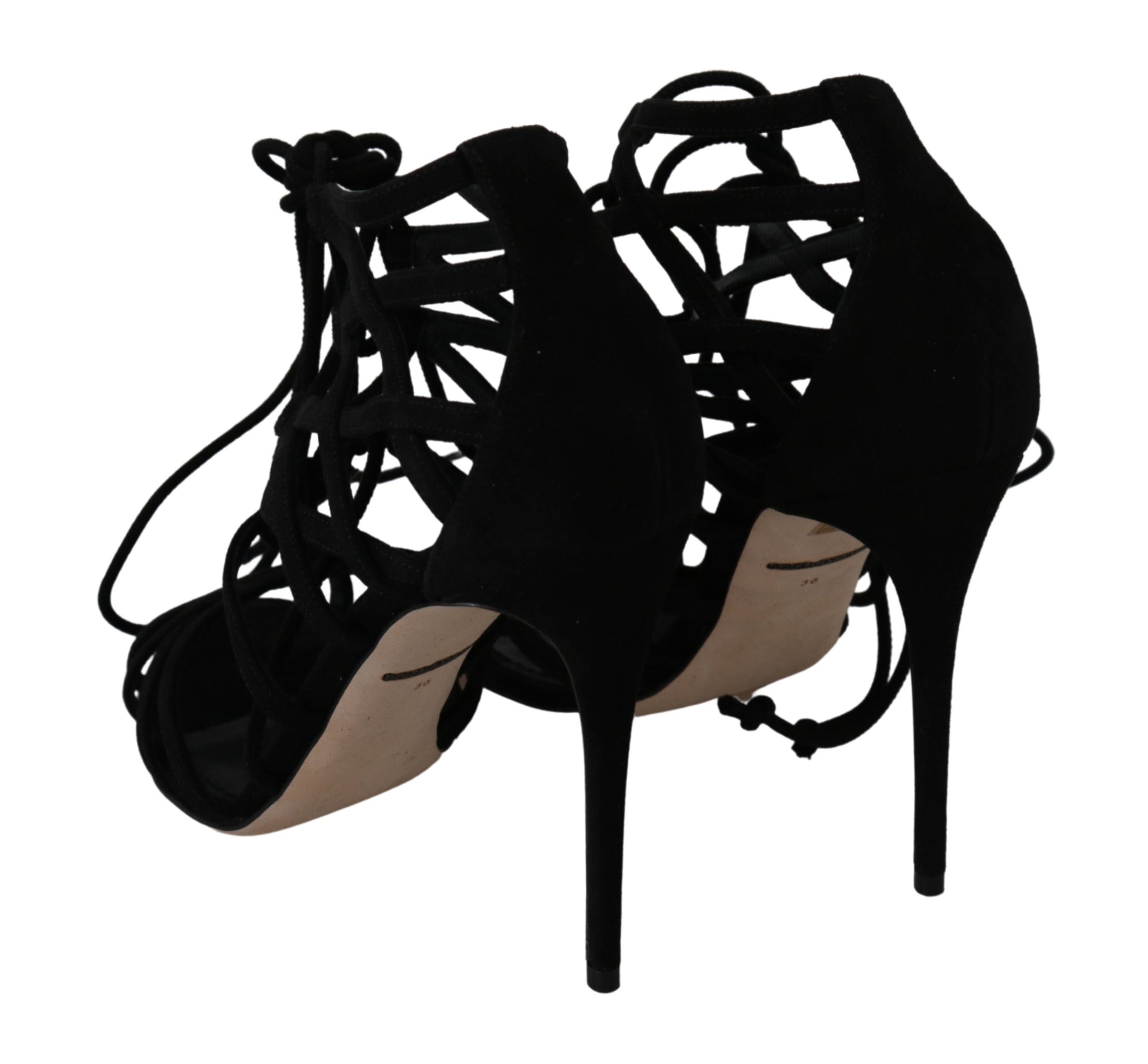 Black Suede Strap Stilettos Shoes Sandals