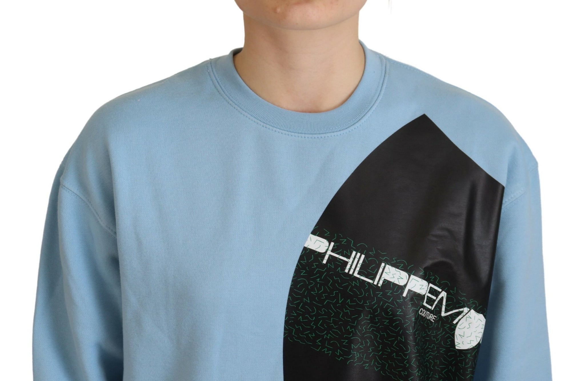 Philippe Model Light Blue Logo Printed Long Sleeves Sweater