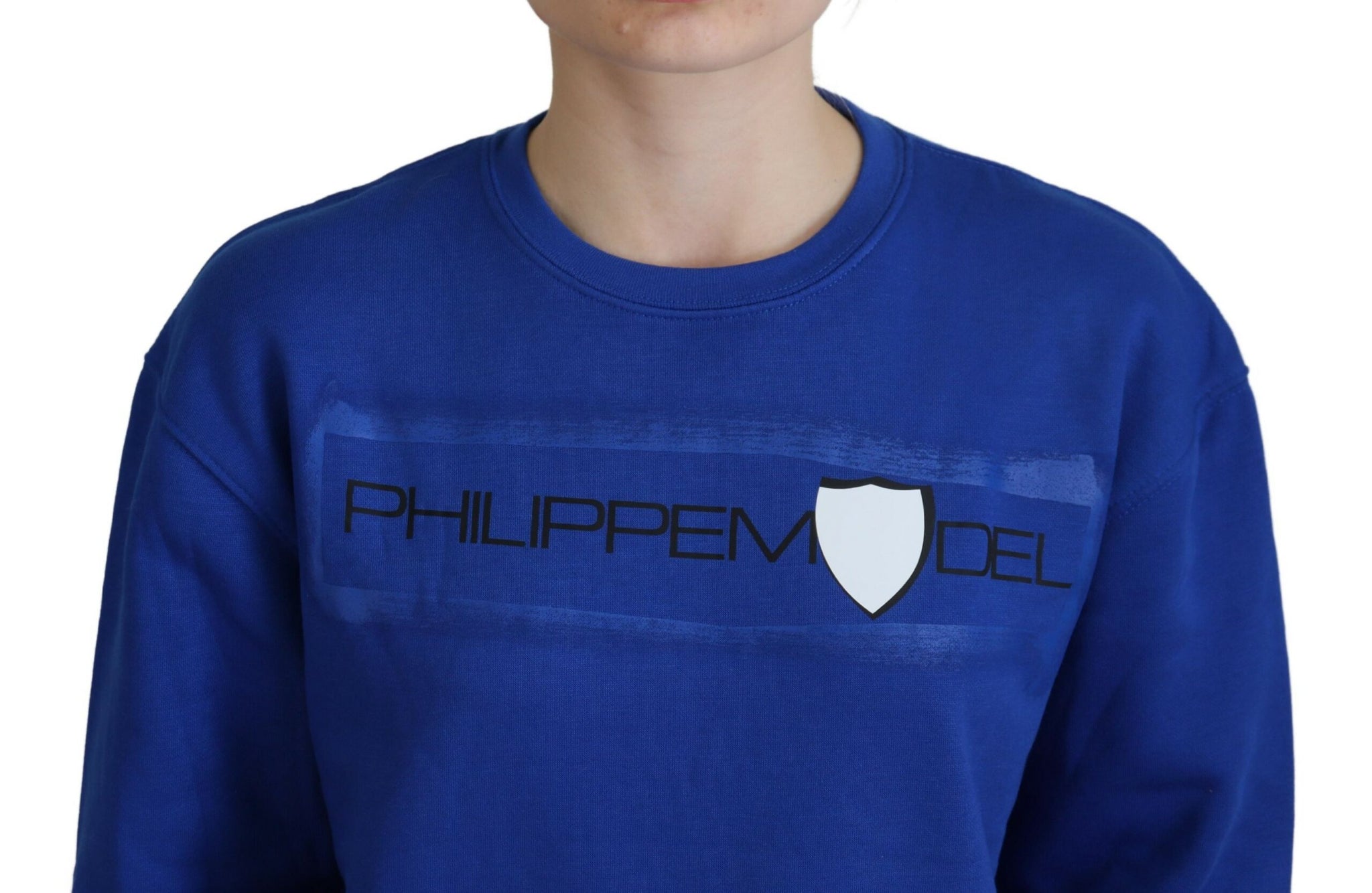 Philippe Model Blue Printed Long Sleeves Pullover Sweater