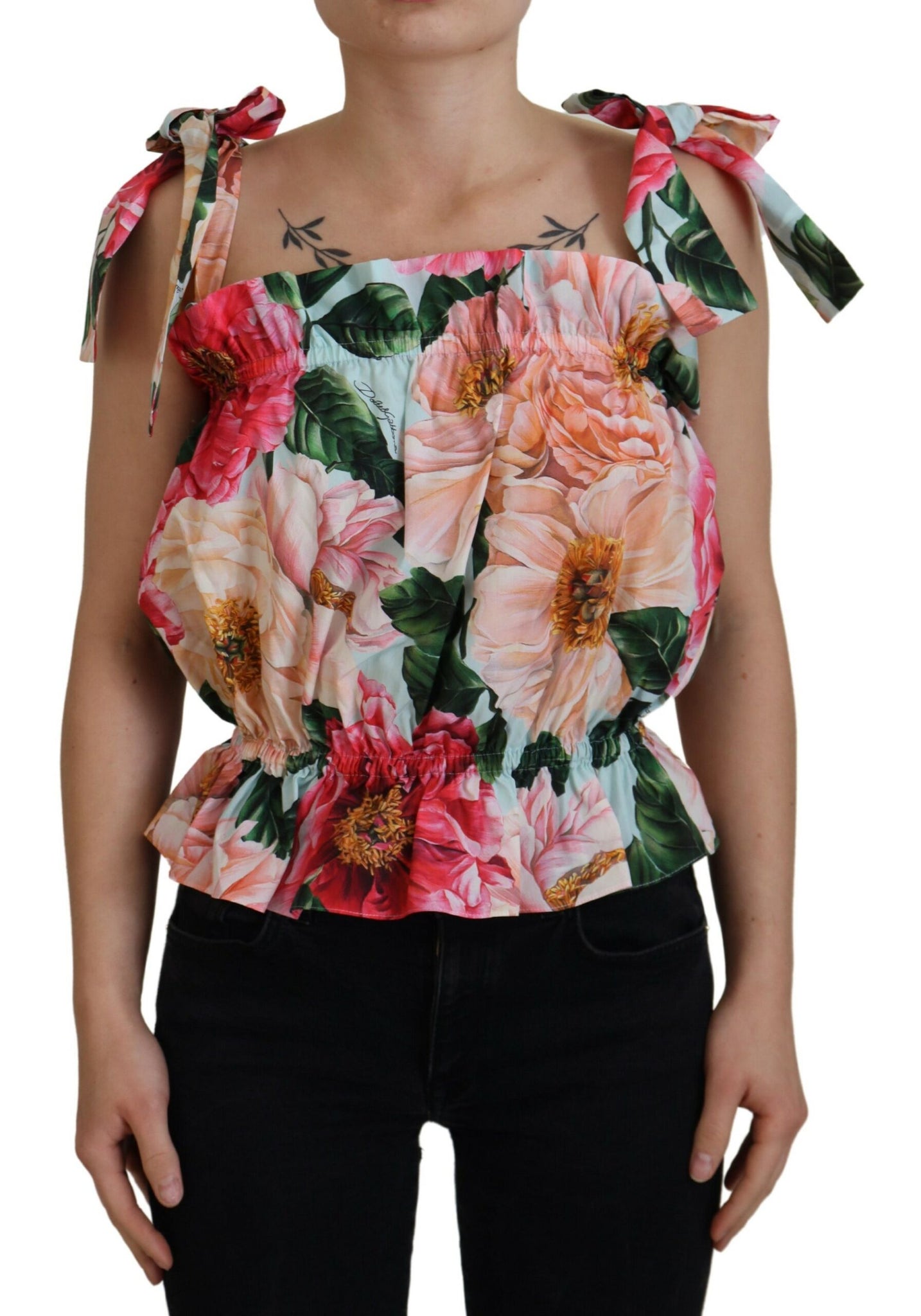 Dolce & Gabbana Multicolor Floral Print Sleeveless Tank Top