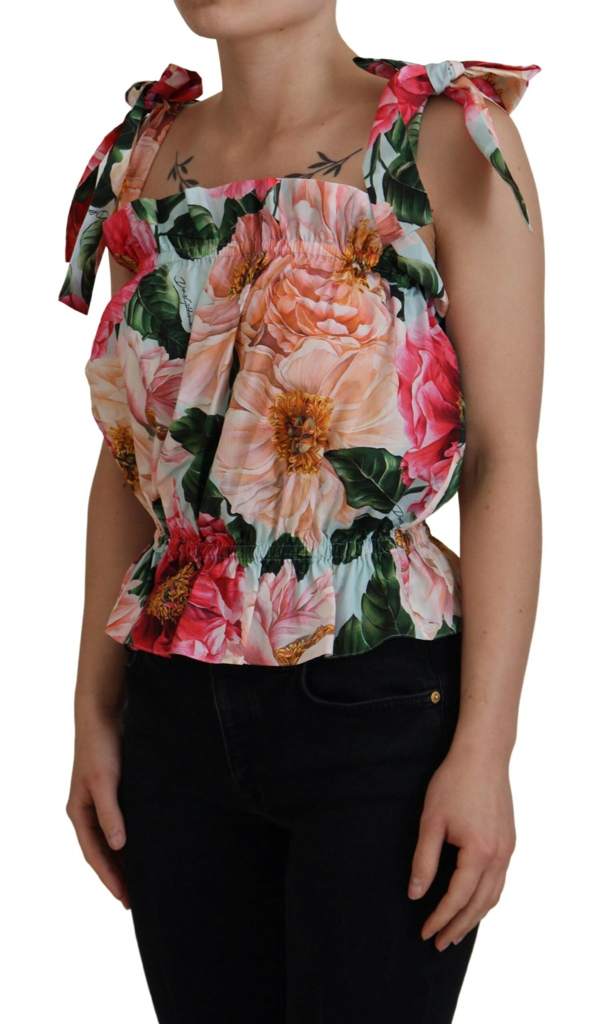 Dolce & Gabbana Multicolor Floral Print Sleeveless Tank Top