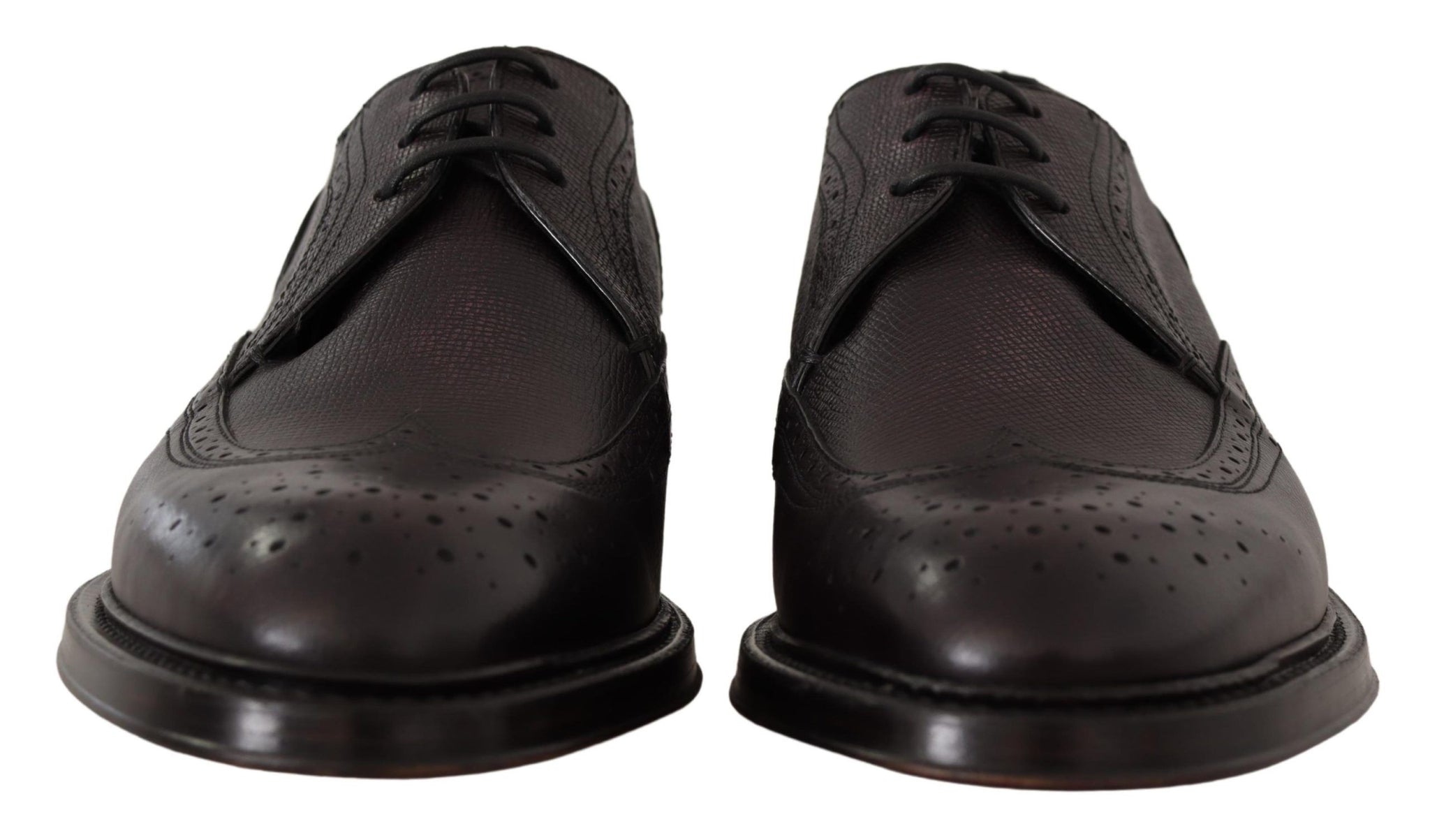 Purple Wingtip Leather Derby Shoes