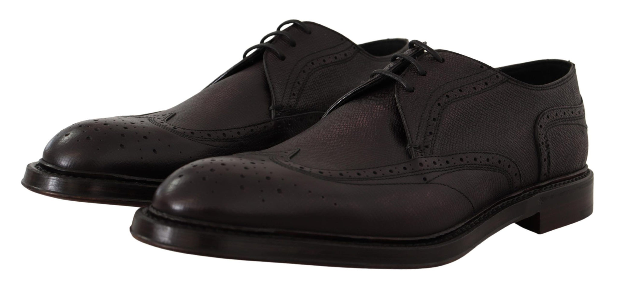 Purple Wingtip Leather Derby Shoes