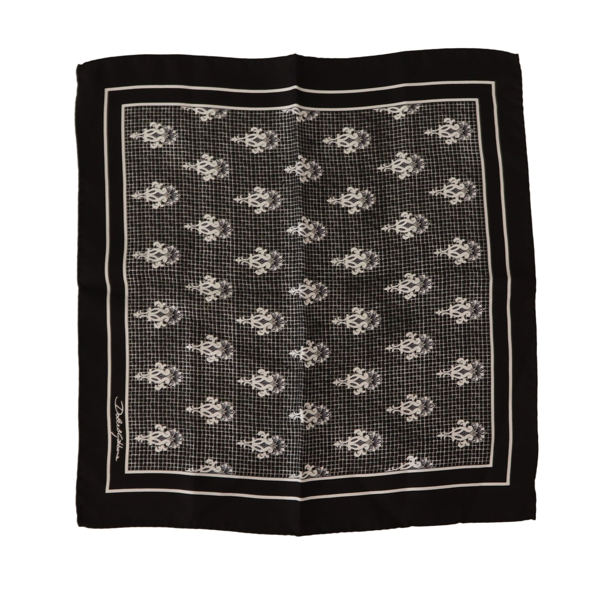 Black Patterned Square Men Handkerchief Scarf