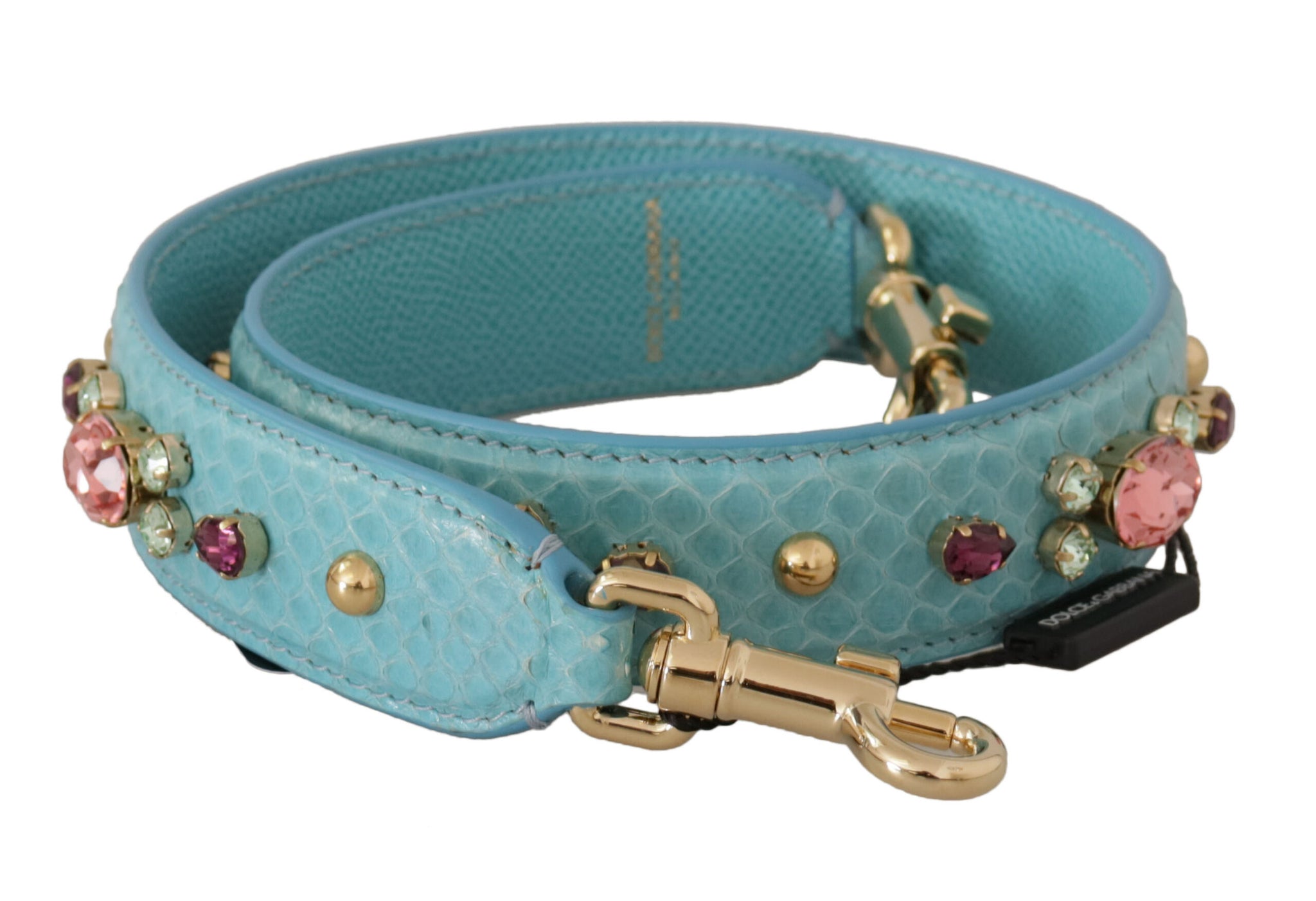 Blue Crystals Leather Bag Shoulder Strap