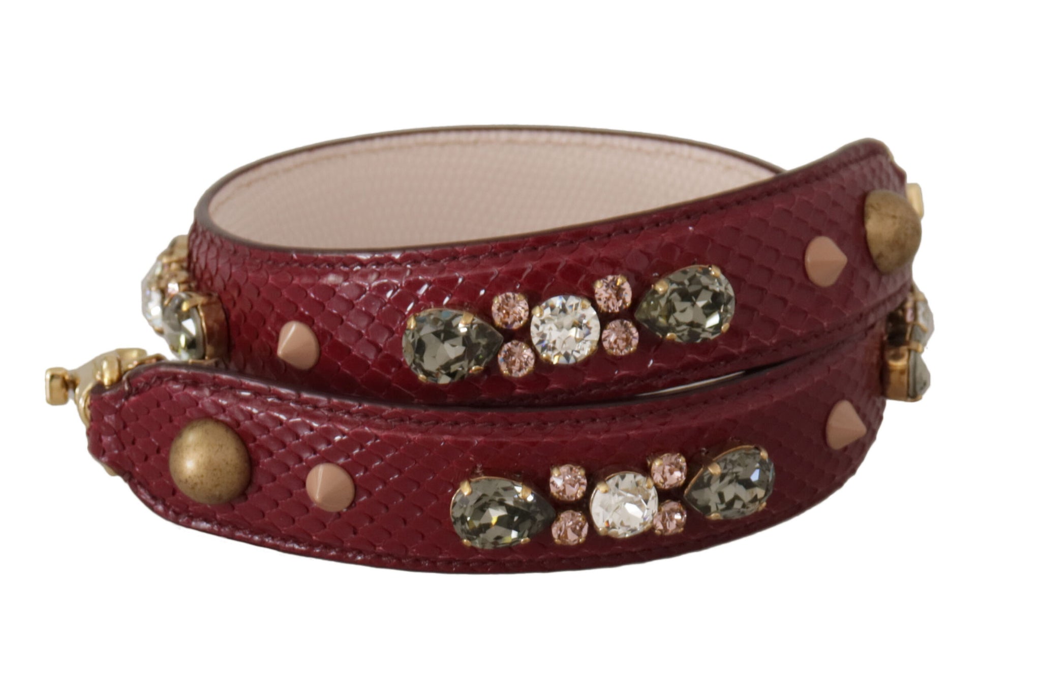 Bordeaux Leather Crystals Bag Shoulder Strap