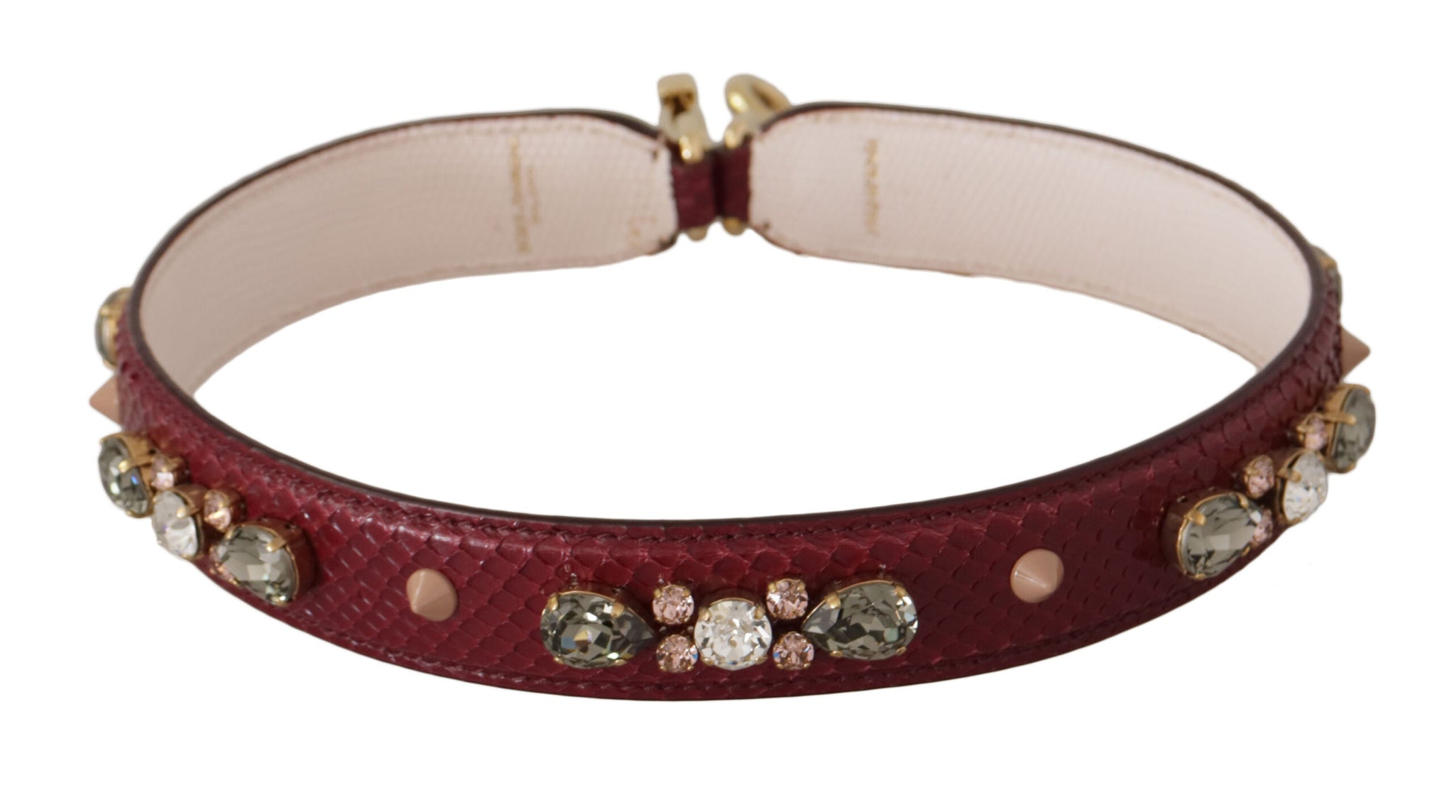 Bordeaux Leather Crystals Bag Shoulder Strap