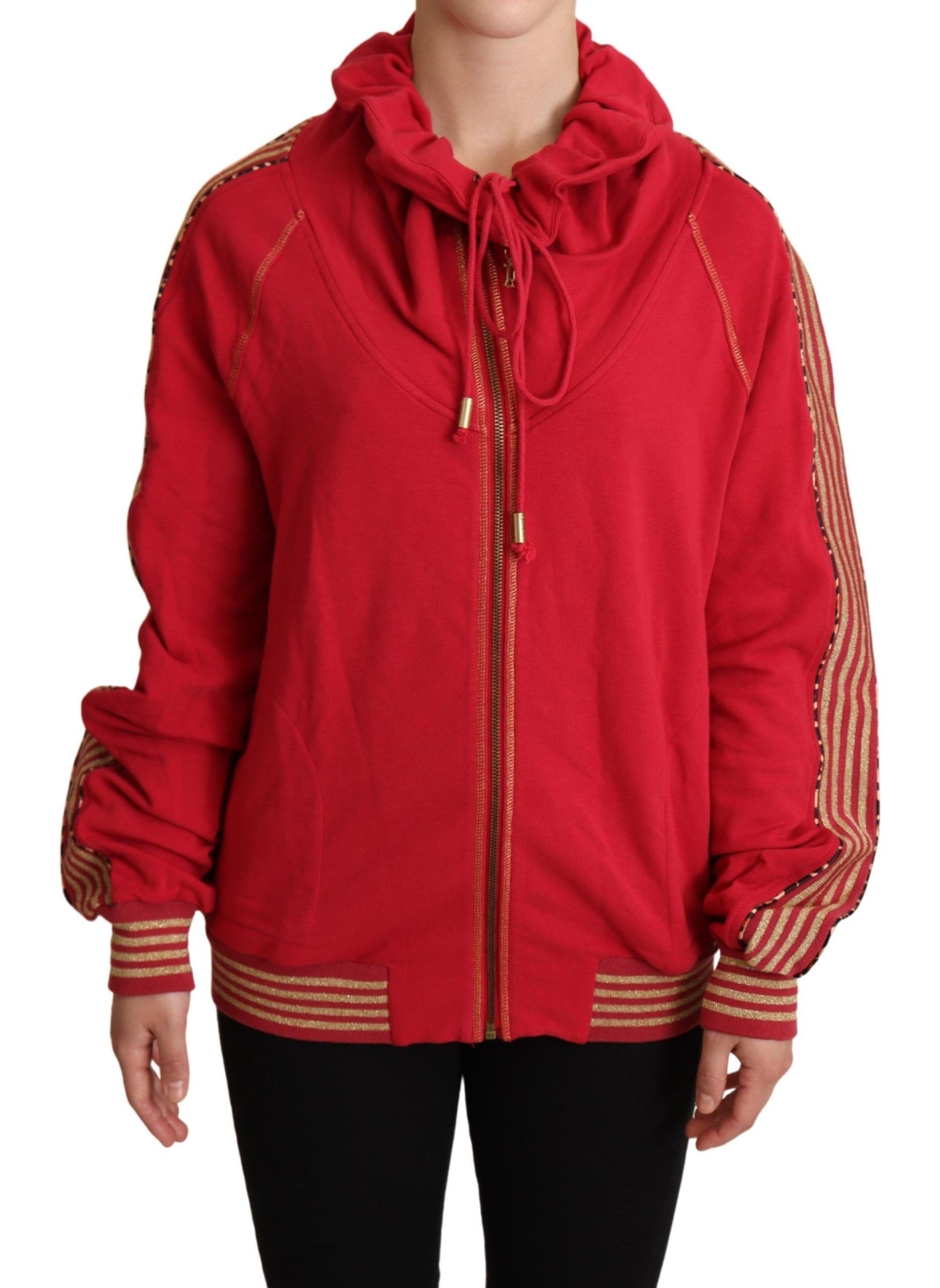 Red Full Zip Jacket Sweatshirt Hooded Sweater