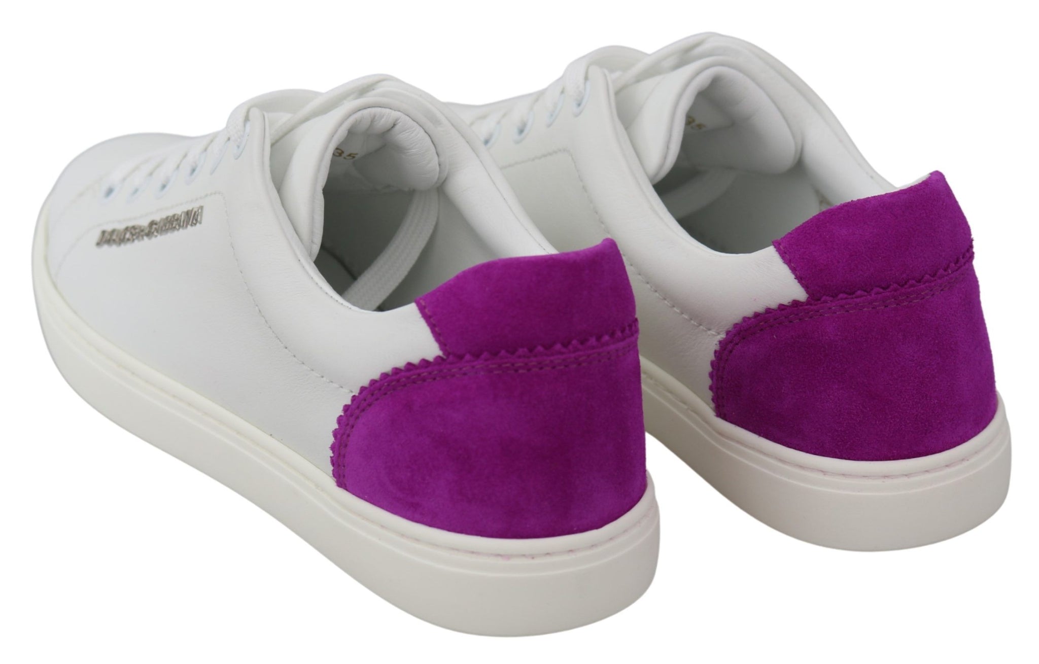 White Purple Leather Logo Womens Shoes