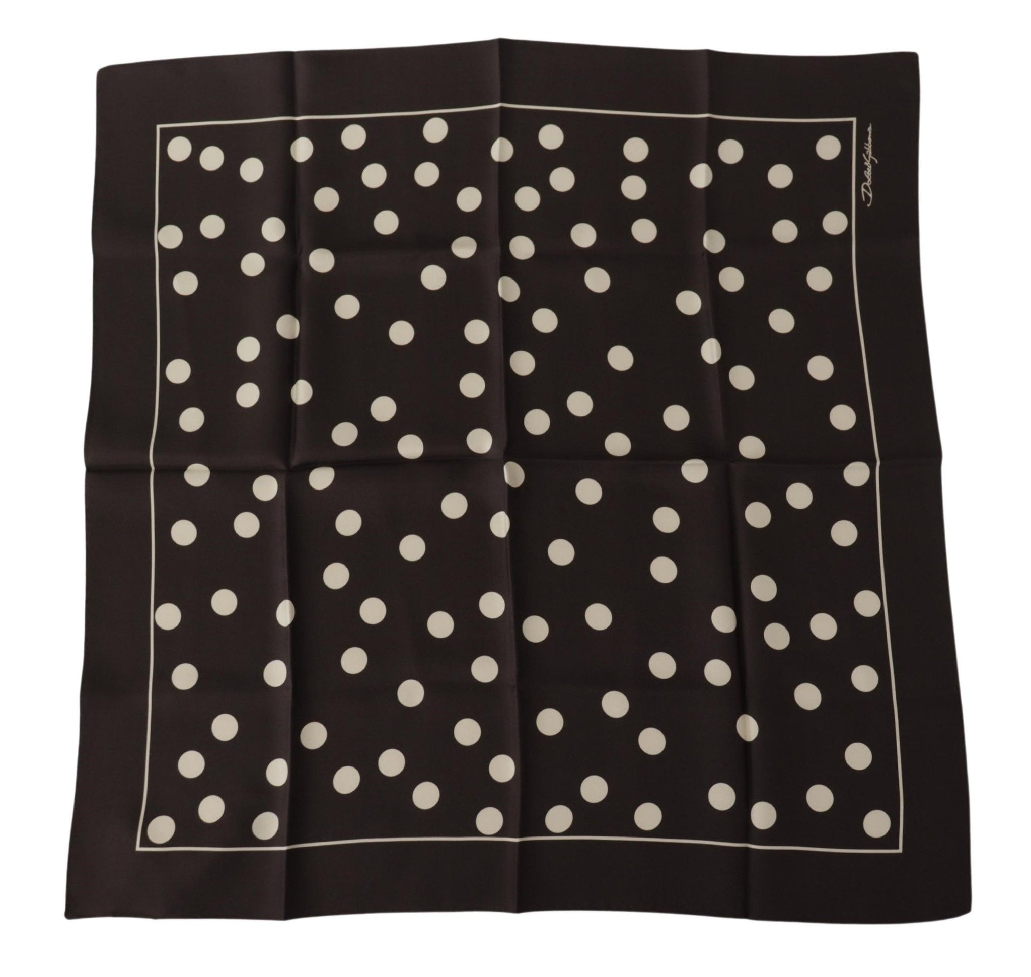 Black Silk Dotted Square Bandana Handkerchief Scarf