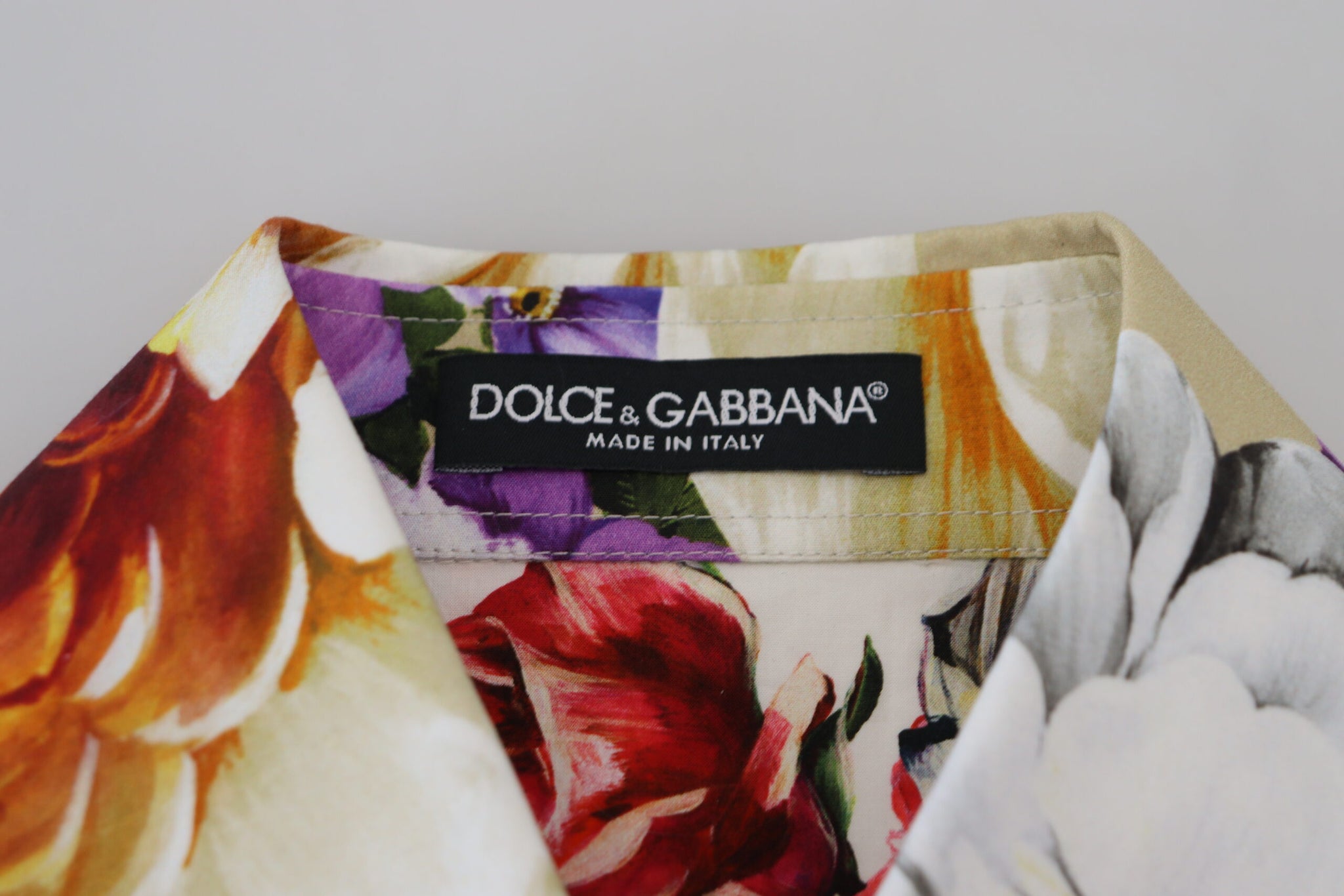 Dolce & Gabbana Multicolor Floral Cotton Collared Blouse Top