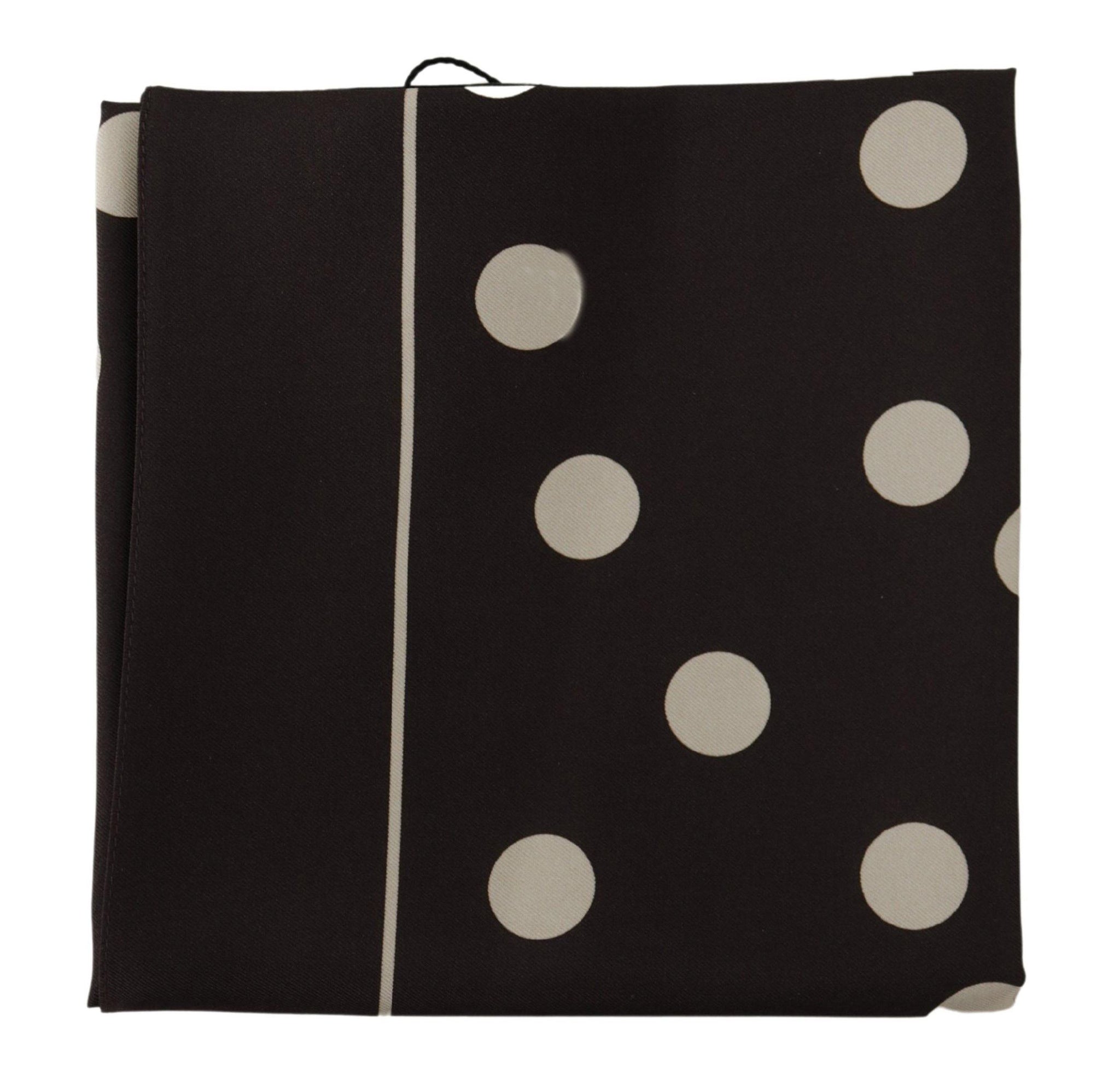 Black Silk Dotted Square Bandana Handkerchief Scarf