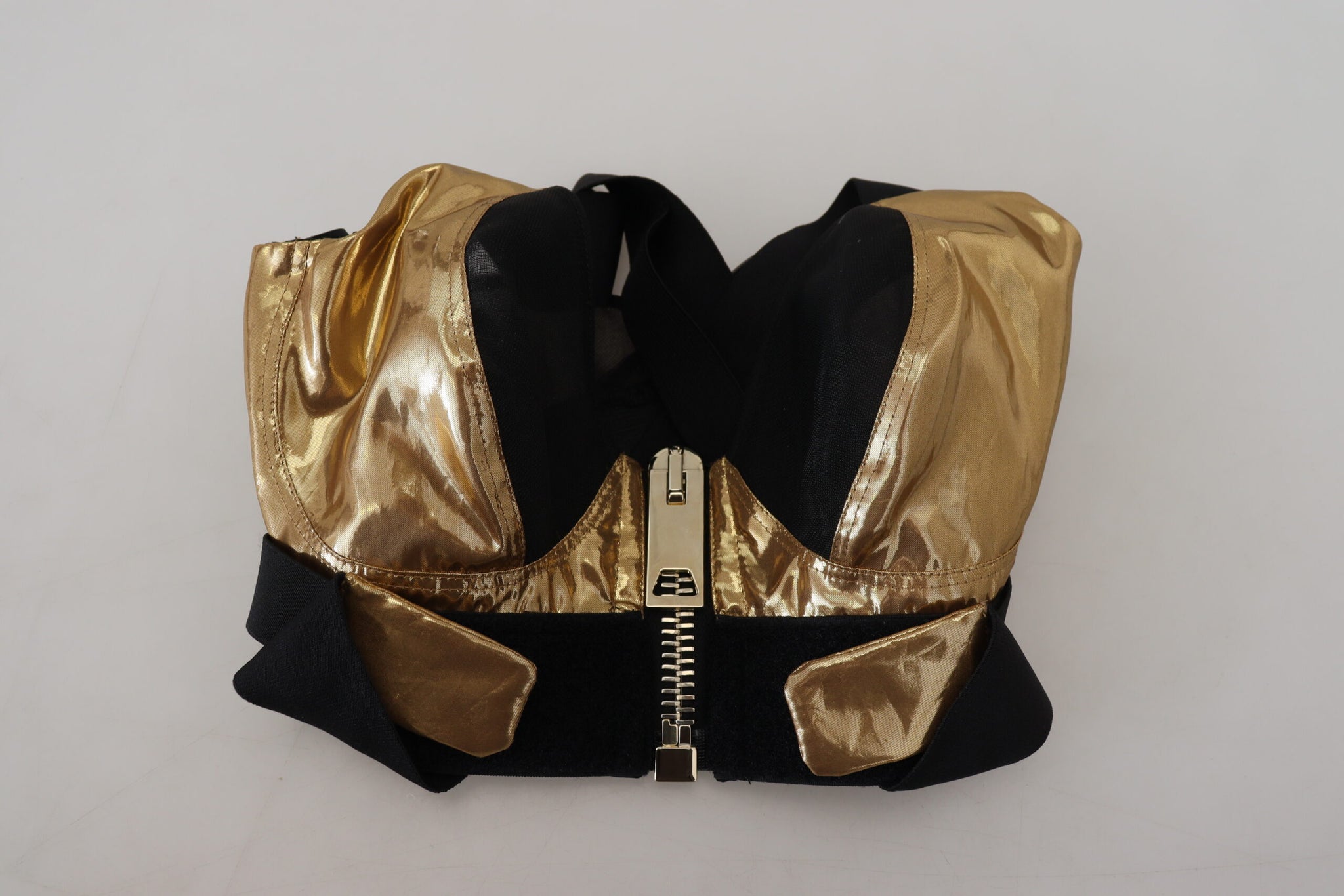 Dolce & Gabbana Black Gold Sleeveless Cropped Bustier Top