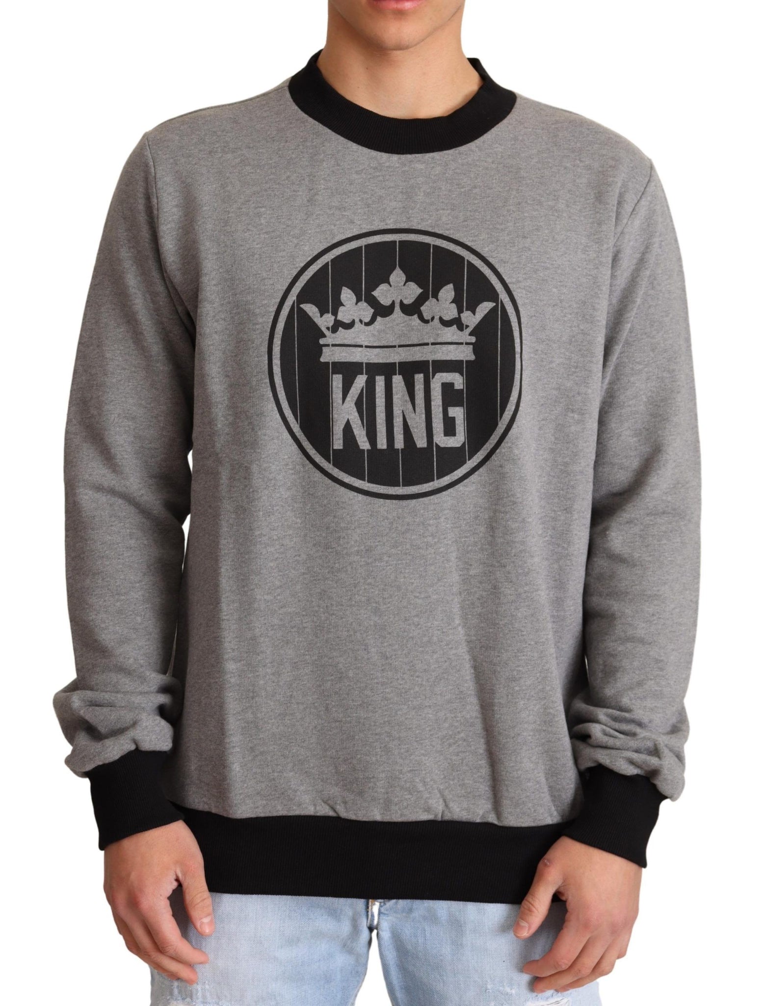 Gray Crown King Cotton Pullover Sweater