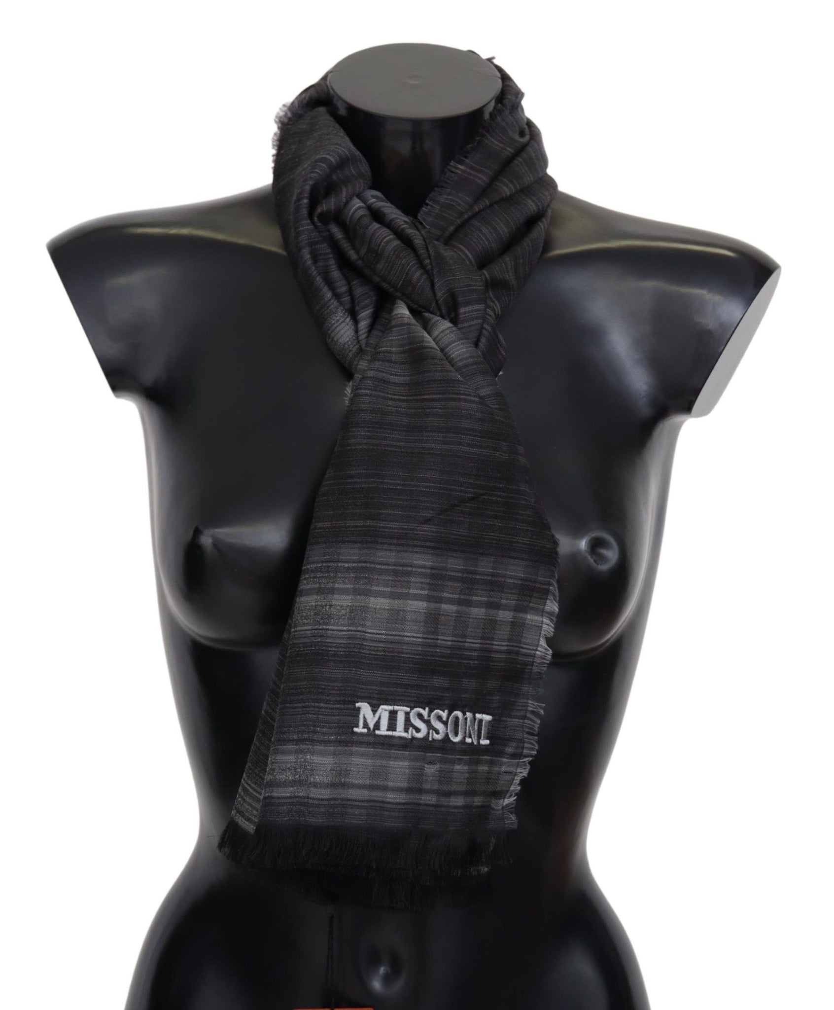 Black Gray Polka Dot Wool Unisex Neck Wrap Scarf