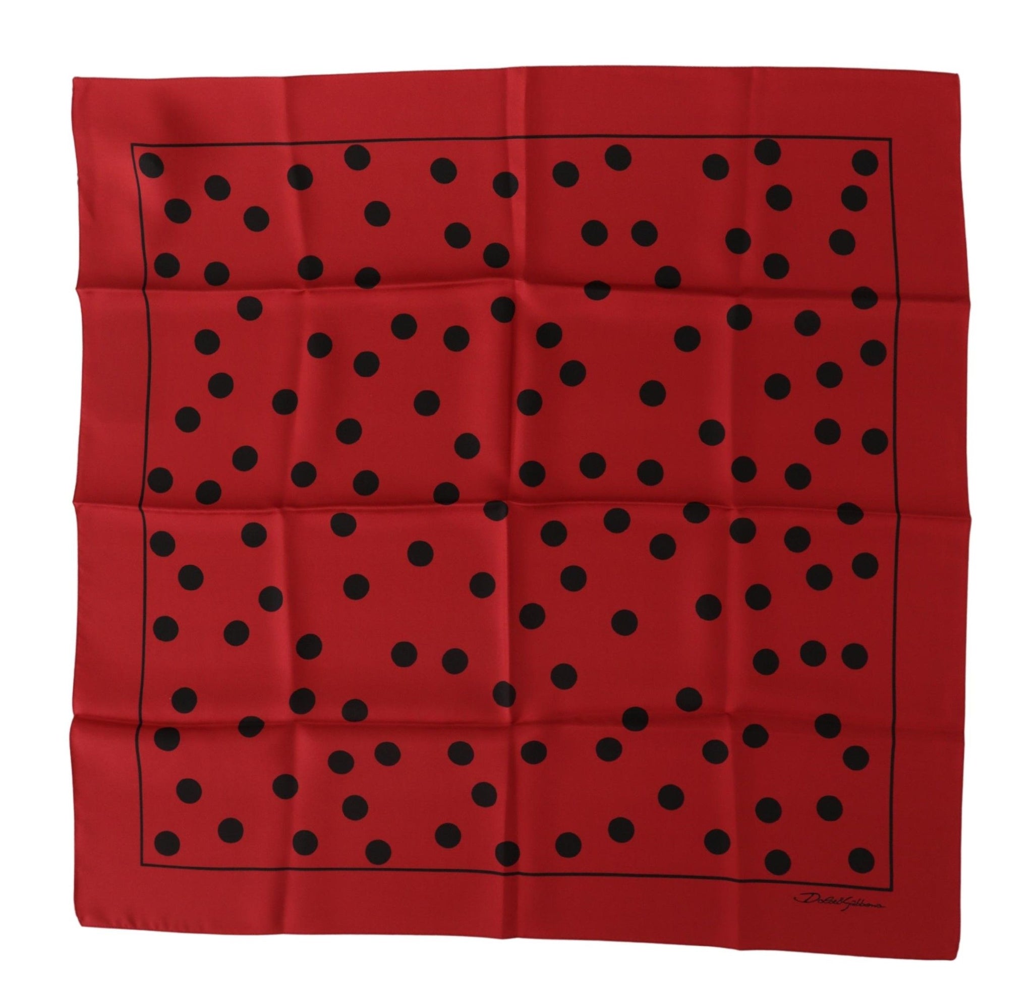 Red Polka Dots DG Print Square Handkerchief Scarf