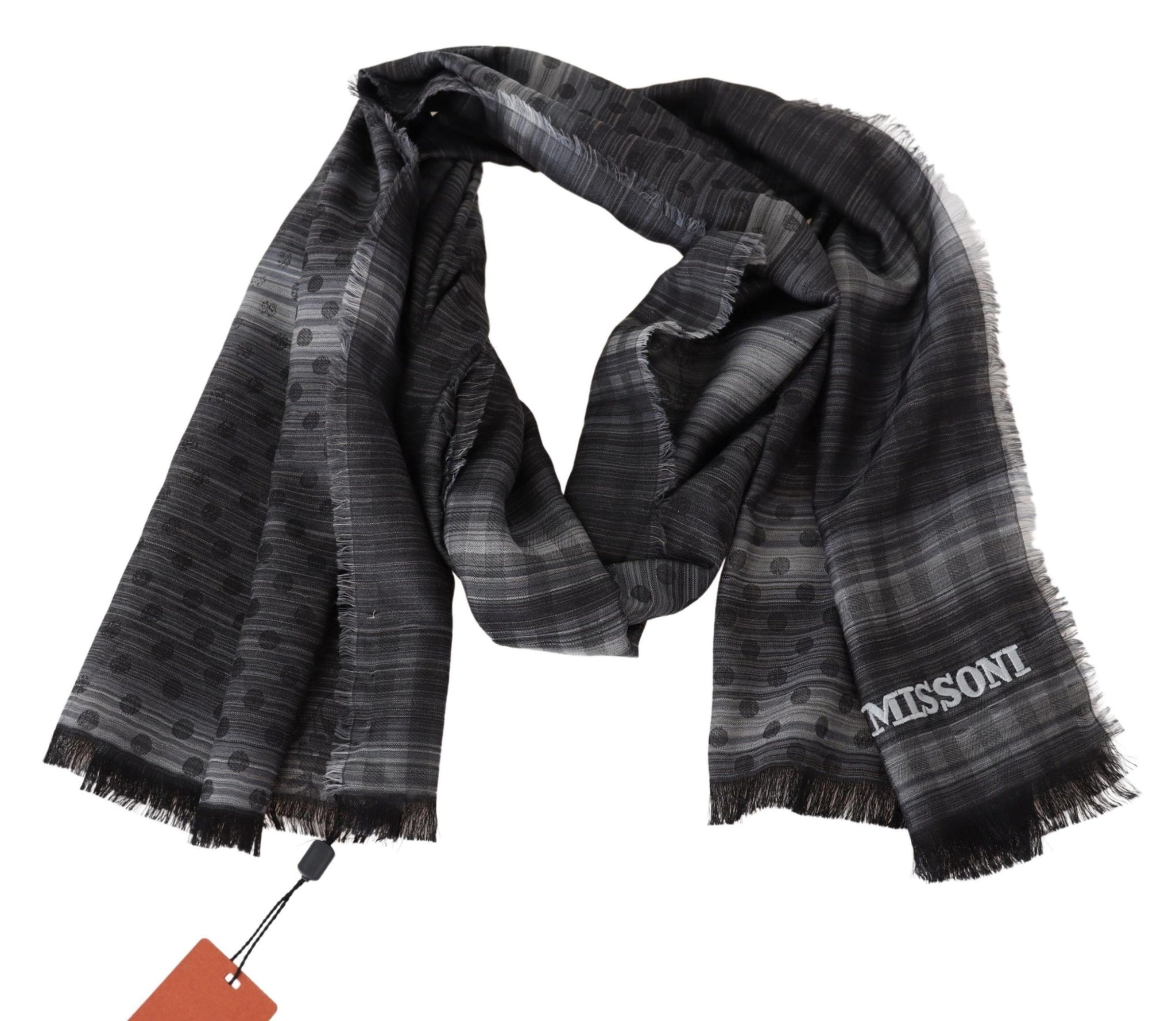 Black Gray Polka Dot Wool Unisex Neck Wrap Scarf