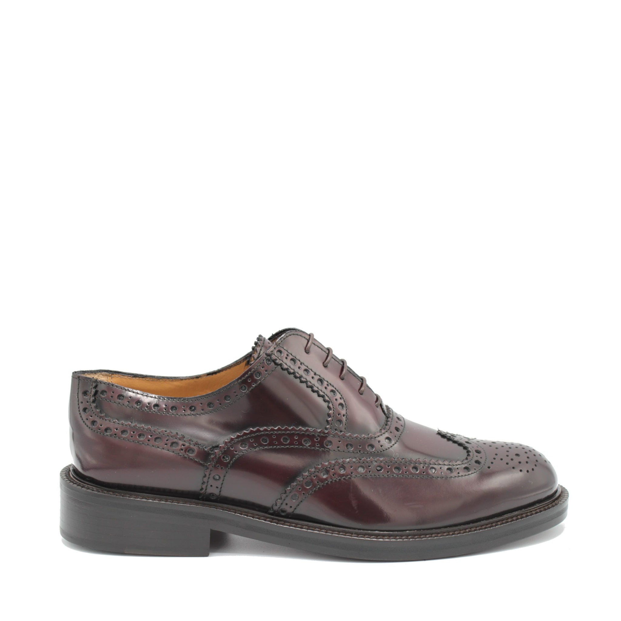 Saxone of Scotland Bordeaux Spazzolato Leather Mens Laced Full Brogue Shoes