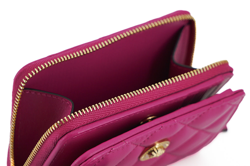 Purple Nappa Leather Bifold Zip Around Wallet