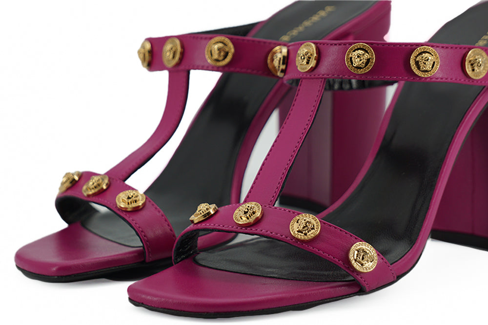 Purple Calf Leather High Heel Sandals