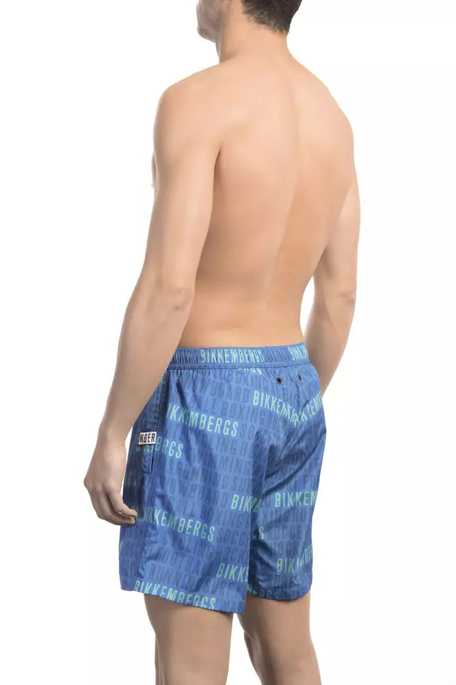 Blue Polyester Swimwear