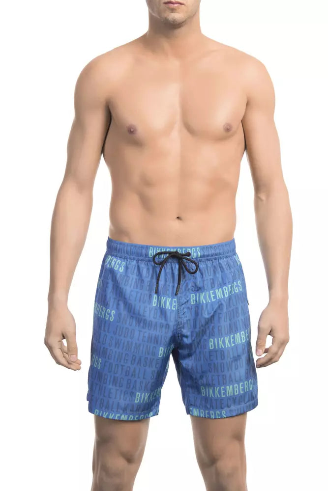 Blue Polyester Swimwear