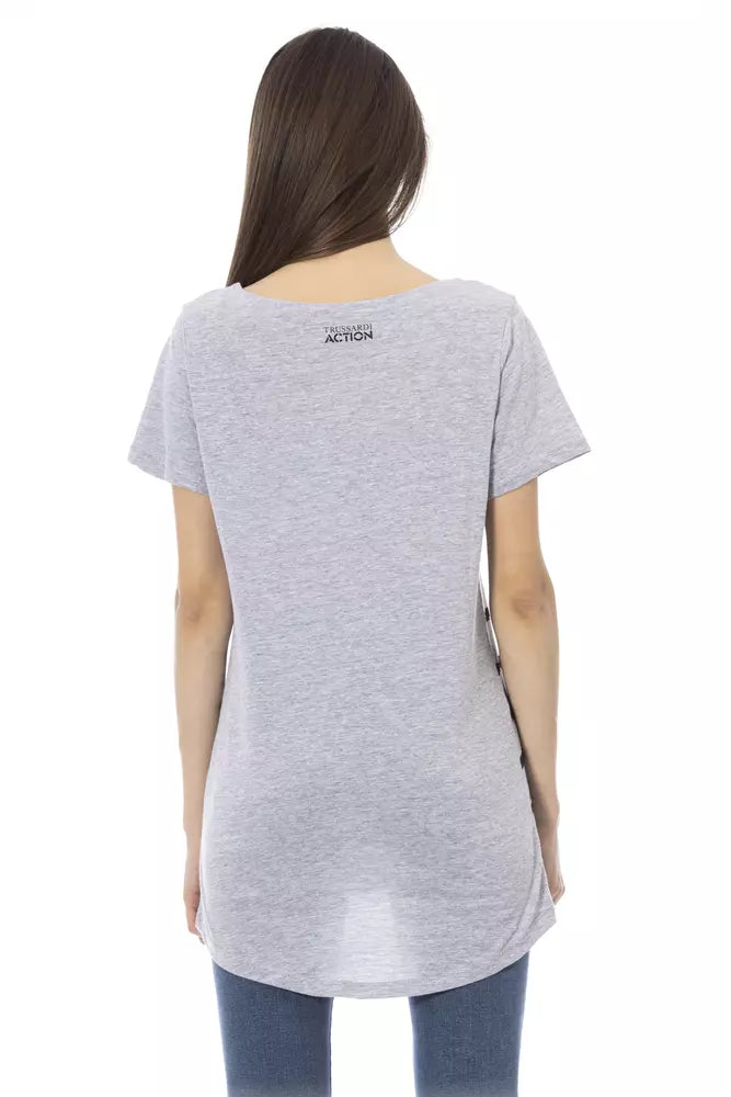 Gray Cotton Tops & T-Shirt