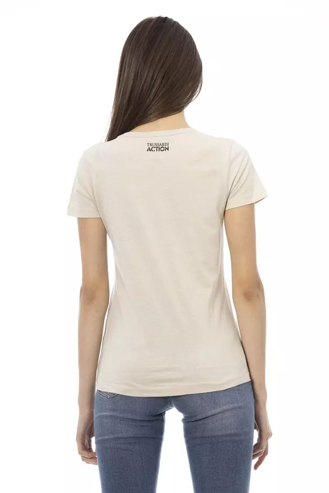 Trussardi Action Beige Short Sleeve Cotton Blend Tee