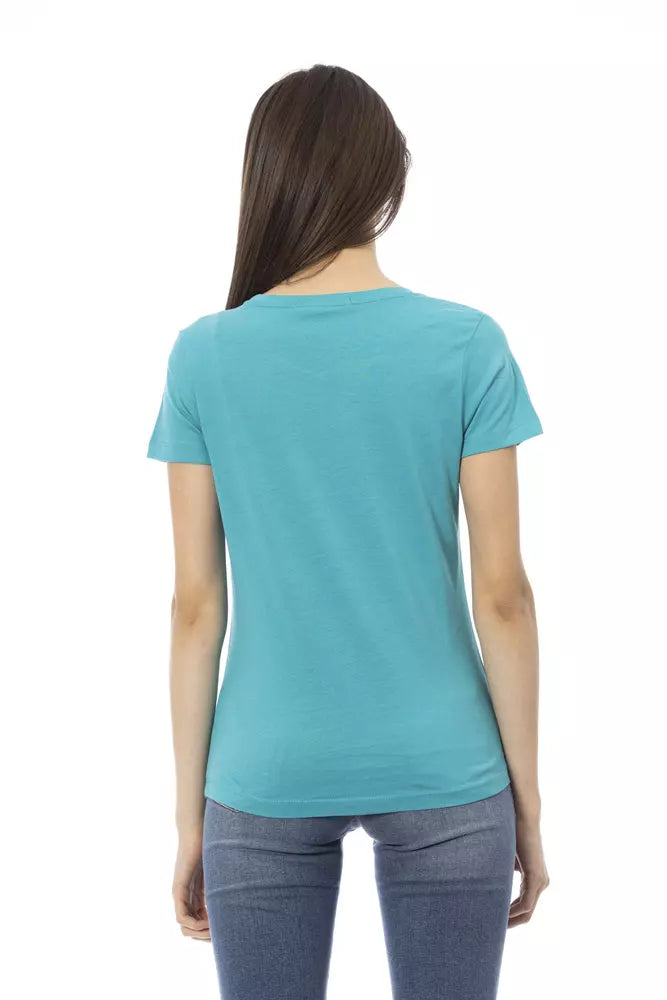 Light-blue Cotton Tops & T-Shirt