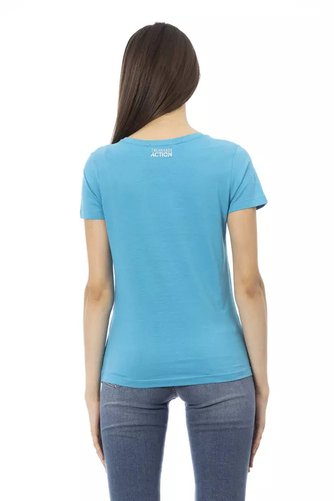 Light-blue Cotton Tops & T-Shirt