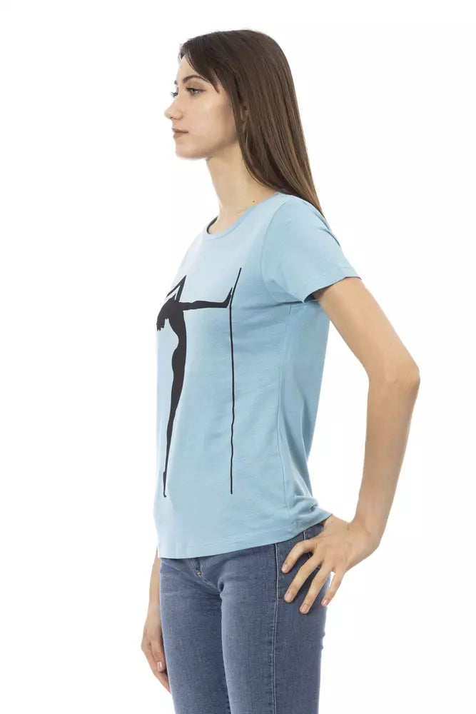 Light-blue Cotton Tops & T-Shirt