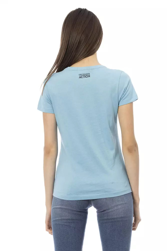 Light-blue Cotton Tops & T-Shirt