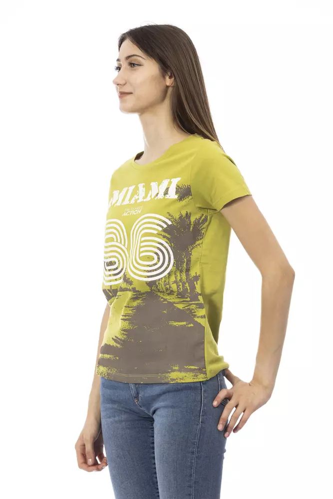 Trussardi Action Chic Green Short Sleeve Round Neck Tee