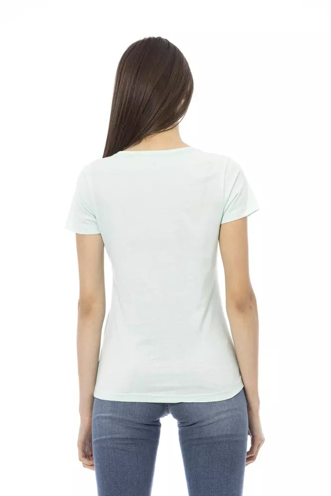 Light-blue Cotton Tops & T-Shirt