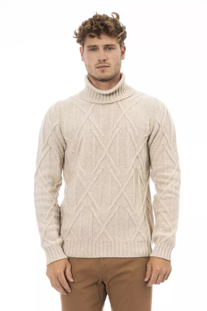 Alpha Studio Beige Merino Wool Sweater