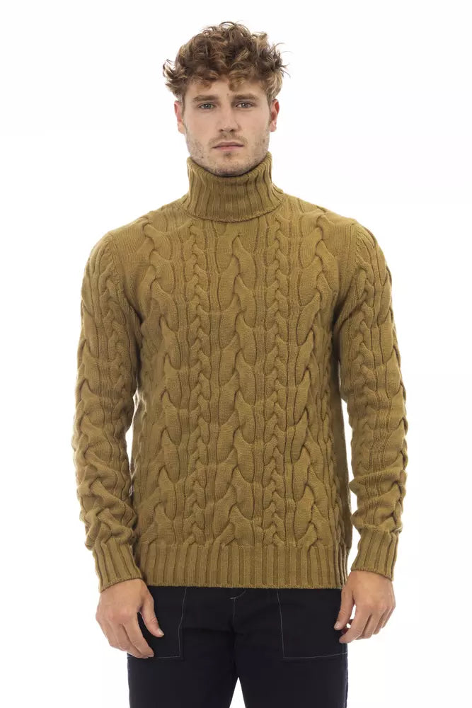 Alpha Studio Brown Wool Sweater