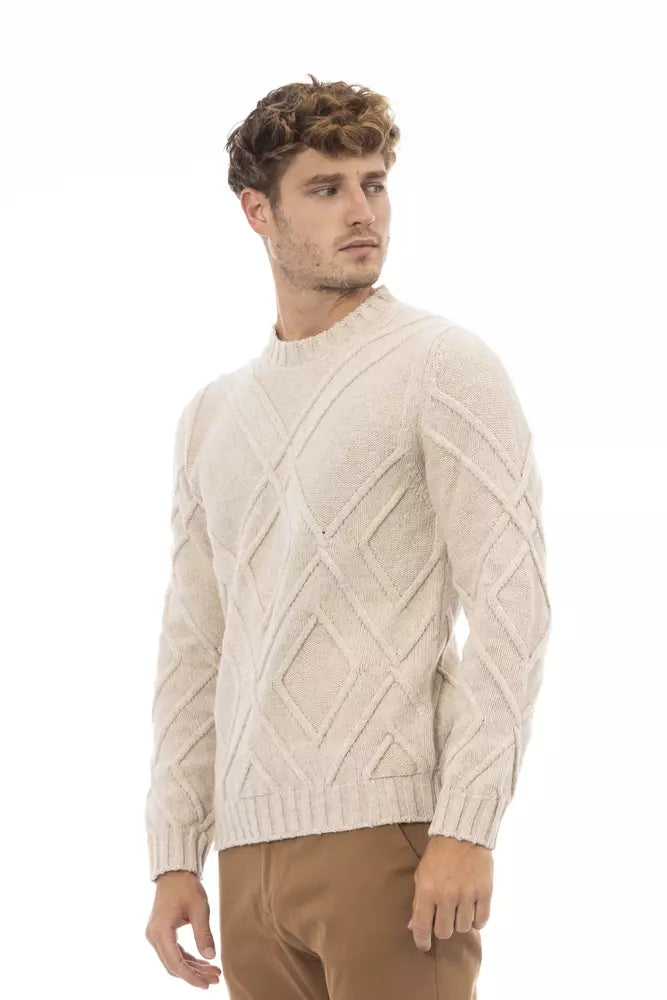 Alpha Studio Beige Merino Wool Sweater