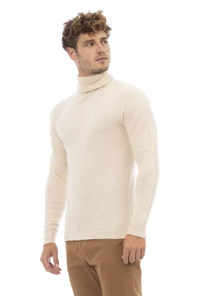 Alpha Studio Beige Alpaca Leather Sweater