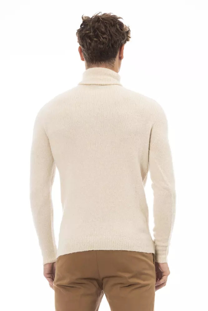 Alpha Studio Beige Alpaca Leather Sweater