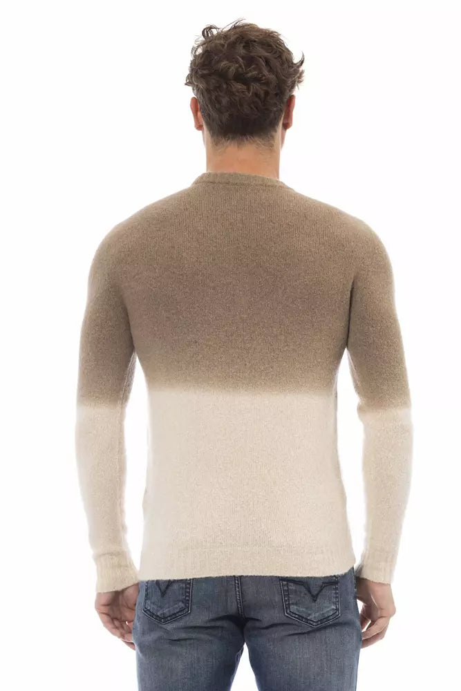 Alpha Studio Beige Alpaca Leather Sweater