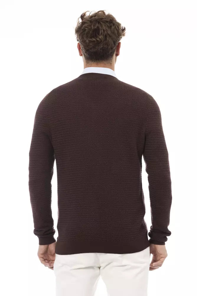 Alpha Studio Brown Merino Wool Sweater