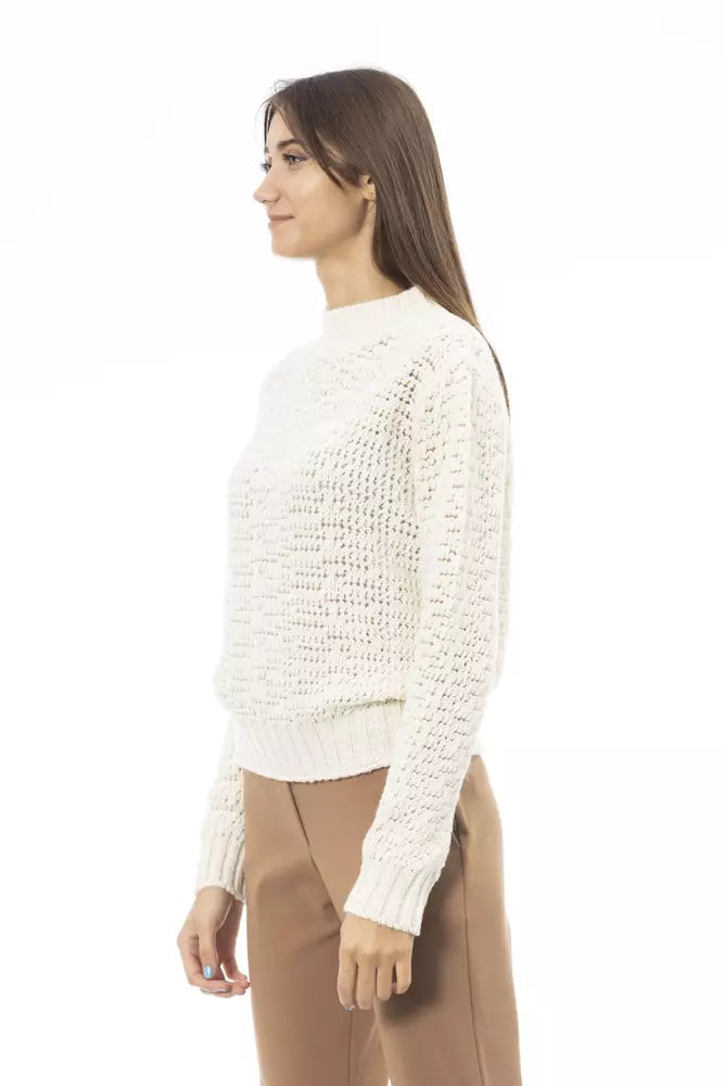 Alpha Studio White Wool Sweater