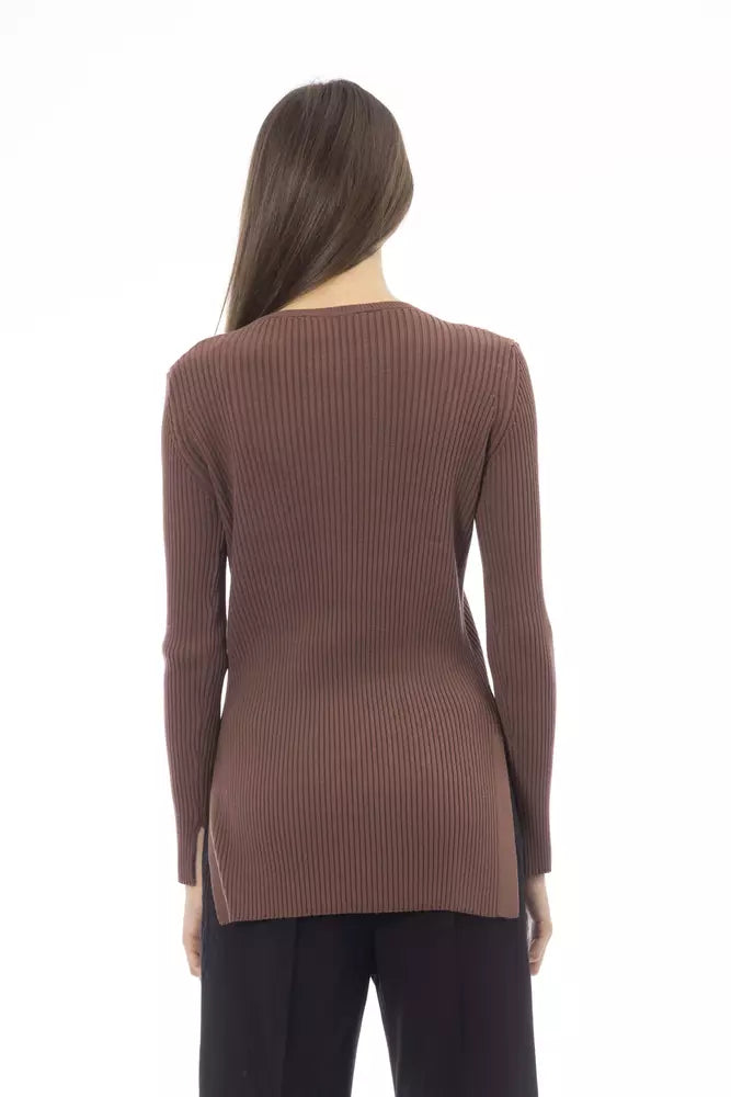 Alpha Studio Brown Viscose Sweater