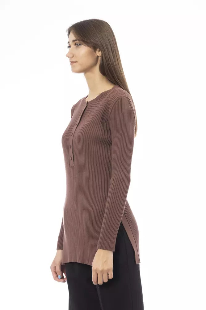 Alpha Studio Brown Viscose Sweater