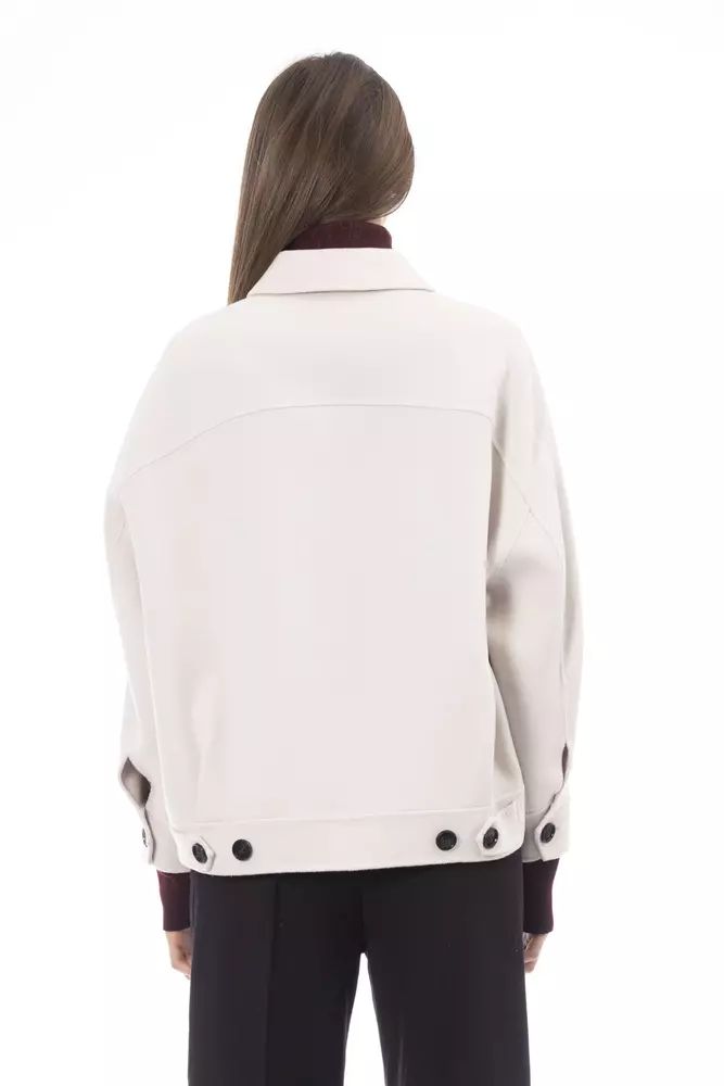 Alpha Studio White Wool Blazer Jacket