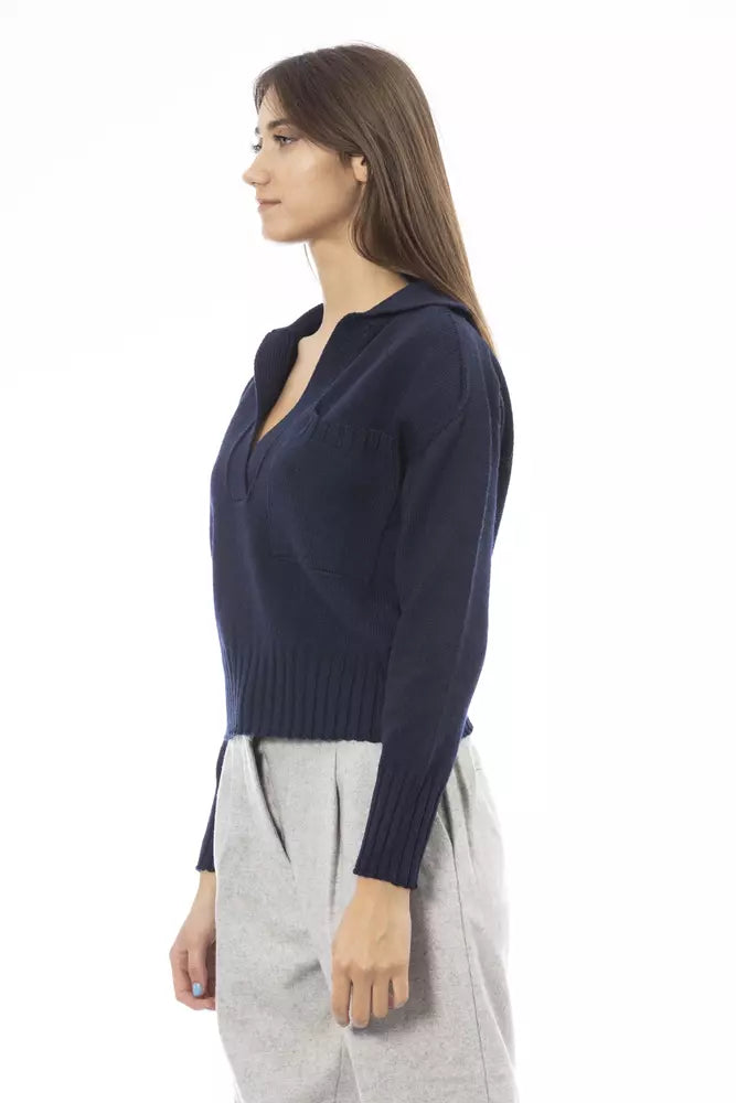 Alpha Studio Blue Wool Sweater