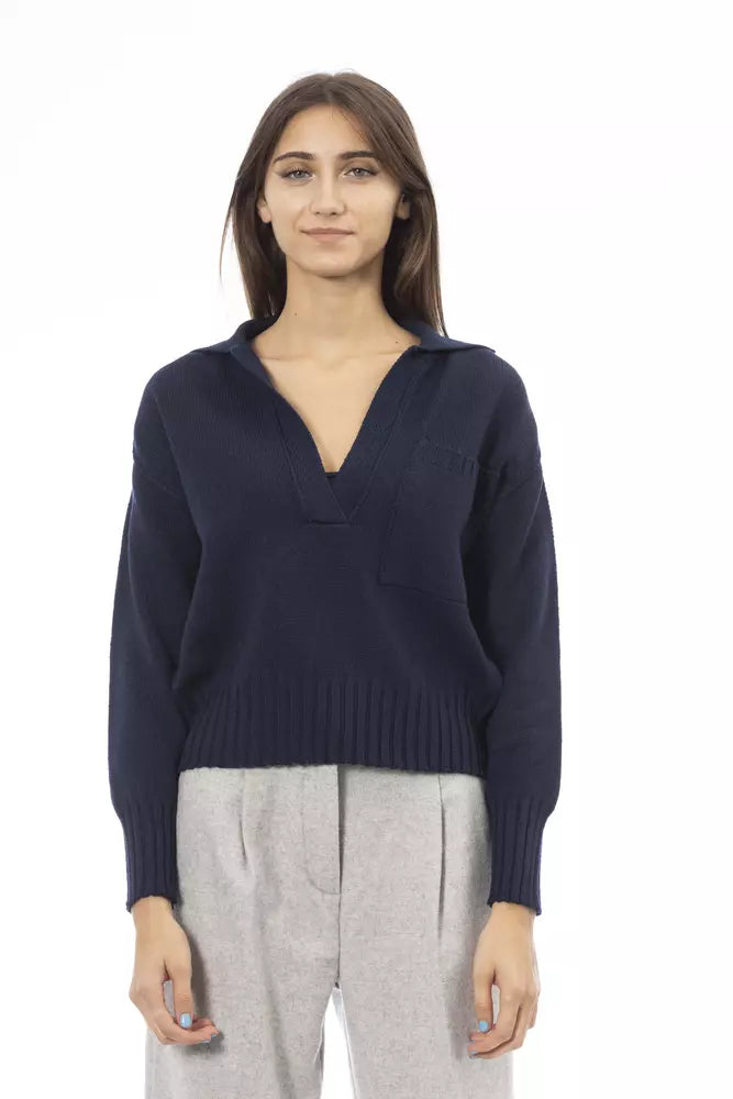 Alpha Studio Blue Wool Sweater