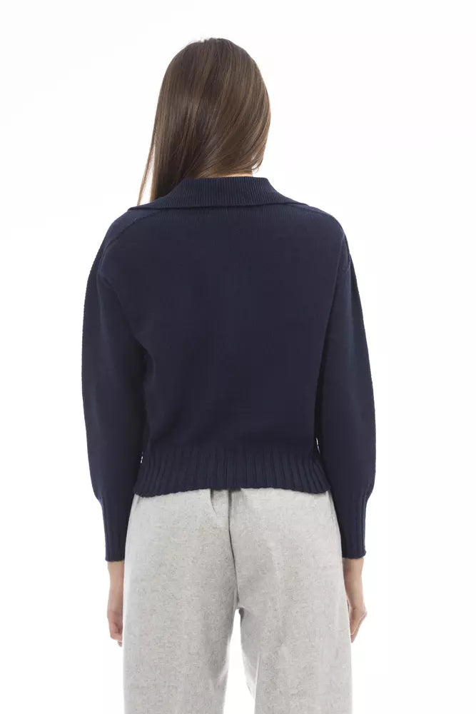 Alpha Studio Blue Wool Sweater